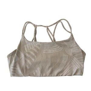 ATHLETA women's Beige palm Print Strappy Sports Bra Medium